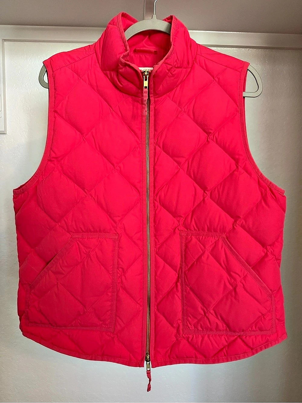 J.Crew Excursion Down Quilted Puffer Vest in Coral XL